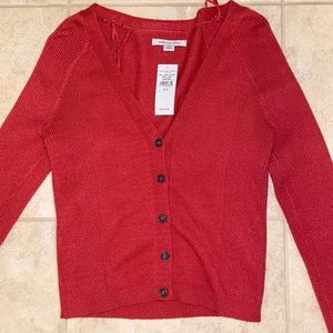 American Eagle Red Button-Up Sweater